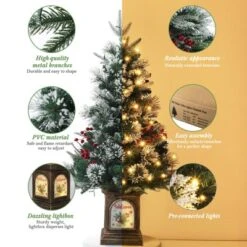 Pre-Lit 3Ft Snow Flocked Artificial Christmas Tree W/ 78 White LED Lights & Lighting Elk Base, 8 Modes Tabletop Mini Tree For Home Decor, 2 Pack -Northlight Shop GUEST ae78da09 3121 472c aabe d161c7a993db