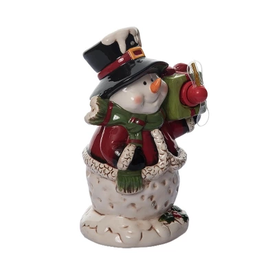 Transpac Dolomite Light Up Snowman With Gift Box And Music - Festive Christmas Decorative Object For Holiday Cheer 5 Transpac Dolomite Light Up Snowman With Gift Box And Music - Festive Christmas Decorative Object For Holiday Cheer - Image 3