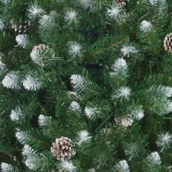Pre-Lit Slim Christmas Tree With Warm White Lights, Pine Cones & Metal Stand — Weather-Resistant PVC Tips, 6/7.5/9/12 Ft -Northlight Shop GUEST b0ac5dc1 460e 49ce bc10 7ec91adc4dbc