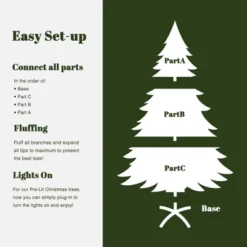 LuxenHome 6Ft Pre-Lit Green Branches With Green And White Tips Artificial Christmas Tree With Stand -Northlight Shop GUEST b1c65275 ab55 4826 86a6 61118231085a