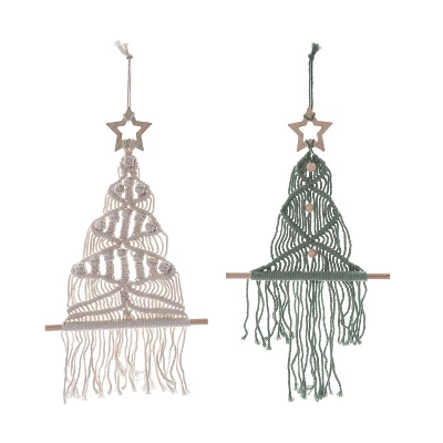 Transpac Fabric Macrame Hanging Christmas Tree Decorative Object Multicolored Polyester Indoor Holiday Sculpture 3 Transpac Fabric Macrame Hanging Christmas Tree Decorative Object Multicolored Polyester Indoor Holiday Sculpture