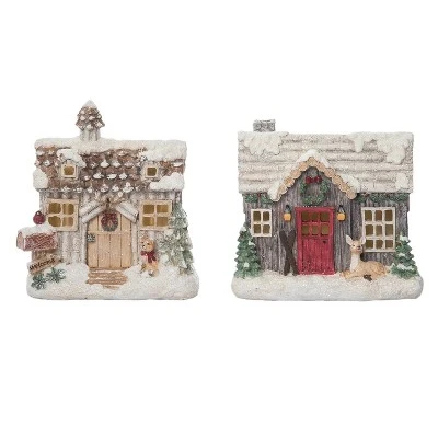 Transpac Resin Light Up Cozy Cabin Decor Set Of 2 - Christmas Decorative Objects For Festive Home Accents 3 Transpac Resin Light Up Cozy Cabin Decor Set Of 2 - Christmas Decorative Objects For Festive Home Accents