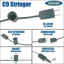 Novelty Lights 25 Feet C9 Ceramic Christmas String Light Set, Ceramic Vintage Holiday Hanging Light Set, Green Wire -Northlight Shop GUEST b52308a0 9f58 4aed 9f05 e00094c5d0ab