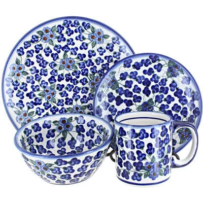 Blue Rose Polish Pottery WR Unikat Dinnerware (4 PC) 9 Blue Rose Polish Pottery WR Unikat Dinnerware (4 PC) - Image 7
