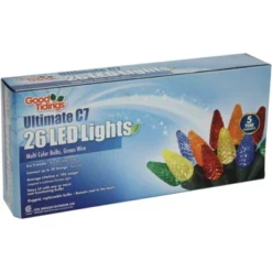 Good Tidings Diamond Cut Multi-Colored LED Lights Christmas, Green Wire, 15 Feet