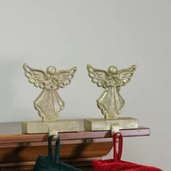 Northlight Angel Glittered Christmas Stocking Holders - 5.5" - Gold - Set Of 2 -Northlight Shop GUEST b90e68f3 9056 493b b49a fd094dd885ce