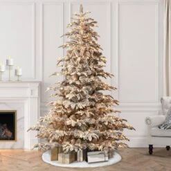 6.5ft Puleo Pre-Lit Flocked Aspen Fir Artificial Christmas Tree Clear Lights -Northlight Shop GUEST b917b5bf 1471 4509 8208 a0563f365b6e