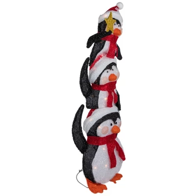 Northlight 41" Lighted Stacked Penguin Family Outdoor Christmas Decoration 6 Northlight 41" Lighted Stacked Penguin Family Outdoor Christmas Decoration - Image 4