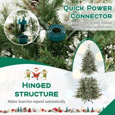 Costway 6/7.5/9 FT Artificial Christmas Tree With 360° Quick Power Connector 598/1086/1714 Pine Needles 10 Costway 6/7.5/9 FT Artificial Christmas Tree With 360° Quick Power Connector 598/1086/1714 Pine Needles - Image 8