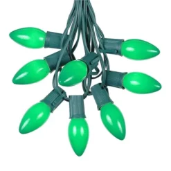 Novelty Lights 25 Feet C9 Ceramic Christmas String Light Set, Ceramic Vintage Holiday Hanging Light Set, Green Wire -Northlight Shop GUEST be763e45 5403 471c 9ce7 8a76ac84137b