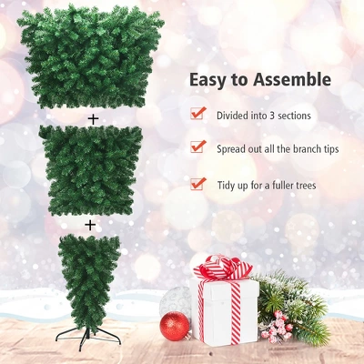 Costway 7Ft Unlit Upside Down Artificial Christmas Tree With 1000 Branch Tips Holiday 11 Costway 7Ft Unlit Upside Down Artificial Christmas Tree With 1000 Branch Tips Holiday - Image 9