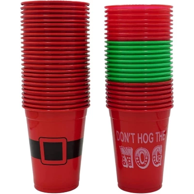 4E's Novelty 16 Oz Christmas Cups For Party - 50 Pack Christmas Party Disposable Plastic Cups With Santa & Humorous Quotes Bulk & Holiday Cups 5 4E's Novelty 16 Oz Christmas Cups For Party - 50 Pack Christmas Party Disposable Plastic Cups With Santa & Humorous Quotes Bulk & Holiday Cups - Image 3