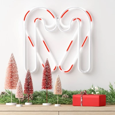 LED Animated Christmas Neon Candy Canes Forming Heart Hangable Sign White/Red - Wondershop™ 3 LED Animated Christmas Neon Candy Canes Forming Heart Hangable Sign White/Red - Wondershop™
