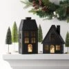 11" Lit Metal House Christmas Village Building - Wondershop™ Black: Indoor Tabletop Decorative Object, Battery-Powered -Northlight Shop GUEST c4579e8b 67a4 4729 82eb 446d26f8103c