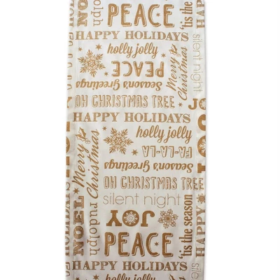 Design Imports Christmas Gold Holiday Collage Printed Metallic Table Runner, Gold, 14X108" 3 Design Imports Christmas Gold Holiday Collage Printed Metallic Table Runner, Gold, 14X108"