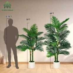 VIVATREES 5FT 6FT Areca Palm Artificial Golden Cane Palm Tree Palm Faux Plant With White Square Pot For Home Office Decor Interior Outdoor Decoration -Northlight Shop GUEST c6b0c50d 4bc4 405b a33e 48b11ea20692