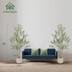 5FT 6FT 7FT Artificial Olive Tree Faux Olive Plant Realistic Leaves Silk Tree With White Pot For Home Office Decor, Interior Outdoor Decoration -Northlight Shop GUEST c8613d0a 59aa 41be bf1d e45fed45d3c2