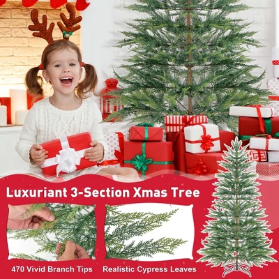 Costway 6.5 FT/7.5FT Pre-Lit Christmas Tree Hinged With 470/612 PE Branch Tips Timer & 430/540 Lights 7 Costway 6.5 FT/7.5FT Pre-Lit Christmas Tree Hinged With 470/612 PE Branch Tips Timer & 430/540 Lights - Image 5