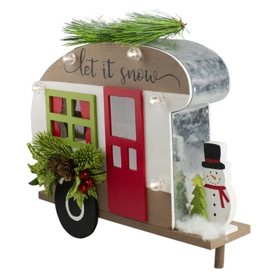 Northlight Pine And Snowman RV "Let It Snow" Christmas Decoration - 12" - Red And Green 4 Northlight Pine And Snowman RV "Let It Snow" Christmas Decoration - 12" - Red And Green - Image 2