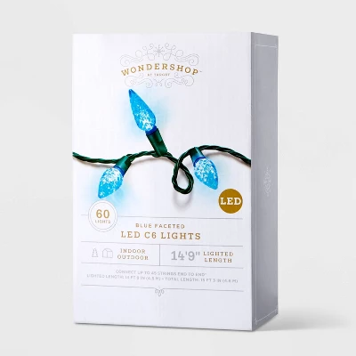 60ct LED C6 Faceted Christmas String Lights With Green Wire - Wondershop™ 5 60ct LED C6 Faceted Christmas String Lights With Green Wire - Wondershop™ - Image 3