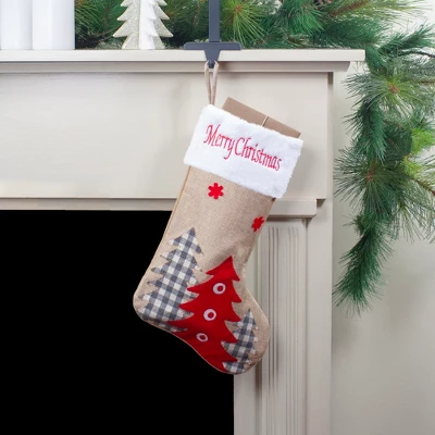 Northlight 19" Beige And Red Burlap "Happy Holidays" Forest Trees Christmas Stocking 3 Northlight 19" Beige And Red Burlap "Happy Holidays" Forest Trees Christmas Stocking