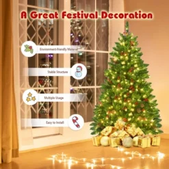Costway 4.5Ft6.5Ft7.5Ft Pre-lit Hinged Christmas Tree W/ Pine Cones Red Berries And 300450450 LED Lights -Northlight Shop GUEST d6be4768 0f5d 4e95 a295 159a5e11509e