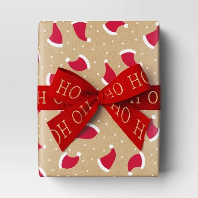 40" 220 Sq Ft Christmas Roll Wrap Santa Hats On Kraft - Wondershop™ 3 40" 220 Sq Ft Christmas Roll Wrap Santa Hats On Kraft - Wondershop™