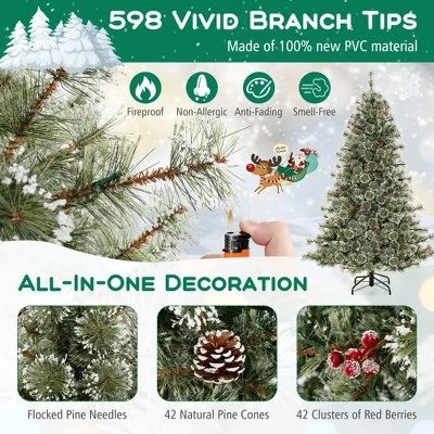 Costway 6/7.5/9 FT Artificial Christmas Tree With 360° Quick Power Connector 598/1086/1714 Pine Needles 6 Costway 6/7.5/9 FT Artificial Christmas Tree With 360° Quick Power Connector 598/1086/1714 Pine Needles - Image 4
