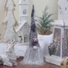 Northlight Lighted Star Gnome With Palm Leaves Hat Christmas Decoration - 16" - Gray And Black