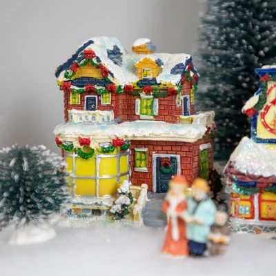 Northlight Two Story Snowy House With Garland And Wreaths Christmas Village Decoration - 4" 3 Northlight Two Story Snowy House With Garland And Wreaths Christmas Village Decoration - 4"