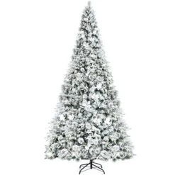 Costway 5ft/6ft/7ft/8ft Snow Flocked Hinged Christmas Tree W/ Berries & Poinsettia Flowers -Northlight Shop GUEST d8b92581 e2be 4e3a 914f 6f82efa7ac9f