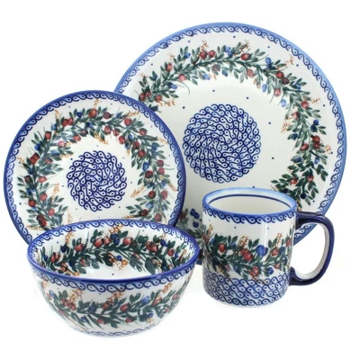 Blue Rose Polish Pottery WR Unikat Dinnerware (4 PC) 3 Blue Rose Polish Pottery WR Unikat Dinnerware (4 PC)