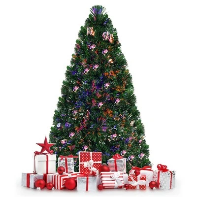 Costway 6Ft Pre-Lit Fiber Optic PVC Christmas Tree Metal Holiday 10 Costway 6Ft Pre-Lit Fiber Optic PVC Christmas Tree Metal Holiday - Image 8