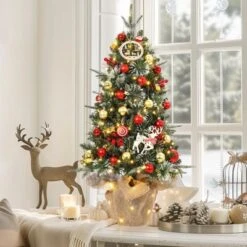 Homhougo 3FT 2-Pack Tabletop Flocked Christmas Trees With Cloth Bag Base, Small Decor For Office Or Entry -Northlight Shop GUEST dc895dc4 bb28 4440 b6df e3f7c28d0a9e