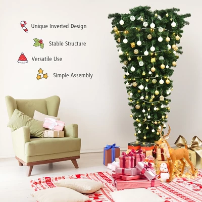 Costway 7Ft Unlit Upside Down Artificial Christmas Tree With 1000 Branch Tips Holiday 10 Costway 7Ft Unlit Upside Down Artificial Christmas Tree With 1000 Branch Tips Holiday - Image 8