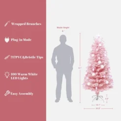 LuxenHome 6Ft Pink Cherry Blossom Christmas Tree With Fiber Optic Lights & Snowman Star Topper -Northlight Shop GUEST e24b3d32 781f 4364 9f36 d80bd6c00329