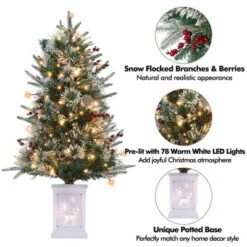 3ft Small Christmas Tree Pre-Lit Artificial Christmas Tree With 78 Led Lights, Snow Flocked Xmas Tree W/Base, Timer Function, Battery Operated -Northlight Shop GUEST e257eb45 f6d2 49d7 a3c5 b9a15262e0f2