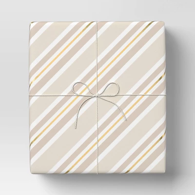 90' Christmas Fabric Ribbon Gold/White Striped Twine - Wondershop™ 3 90' Christmas Fabric Ribbon Gold/White Striped Twine - Wondershop™