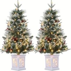 3ft Small Christmas Tree Pre-Lit Artificial Christmas Tree With 78 Led Lights, Snow Flocked Xmas Tree W/Base, Timer Function, Battery Operated -Northlight Shop GUEST e40c9aed 0a31 4865 9e2a b96de9a24b3c