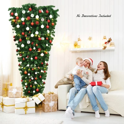 Costway 7Ft Unlit Upside Down Artificial Christmas Tree With 1000 Branch Tips Holiday 7 Costway 7Ft Unlit Upside Down Artificial Christmas Tree With 1000 Branch Tips Holiday - Image 5