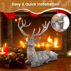 Costway Sitting Reindeer Statue Christmas Decor Statue Aluminum 17.5" X 15" X 17.5" -Northlight Shop GUEST ea8d11d9 03e5 4ae1 906f a568bb33d461