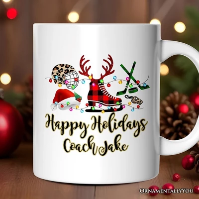 Personalized Mug Hockey Buffalo Plaid Christmas, Team And Coaches Gift Non-Custom 12oz 4 Personalized Mug Hockey Buffalo Plaid Christmas, Team And Coaches Gift Non-Custom 12oz - Image 2