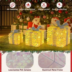 Tangkula Set Of 3 Christmas Lighted Gift Boxes Pre-lit 90 LED Light Up Present Box Decorations With Bows And Plug -Northlight Shop GUEST ebe32a3b 2ca5 458c 8902 a959ea9aa282