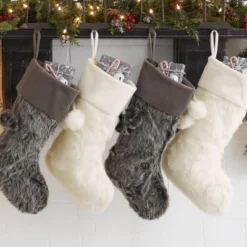 Personalization Mall Embroidered Faux Fur Christmas Stocking