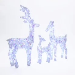 LuxenHome 3-Piece Multi-Color Snowflake Deer Family Outdoor Holiday Decoration With 340 Lights White, Multi -Northlight Shop GUEST eda2432f 19d7 4d53 9619 d1f0eb2a5fcb