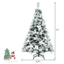 Costway 5ft/6ft/7ft/8ft Snow Flocked Hinged Christmas Tree W/ Berries & Poinsettia Flowers -Northlight Shop GUEST ee536c6e 83b0 4680 85e6 cfd12f9874f9