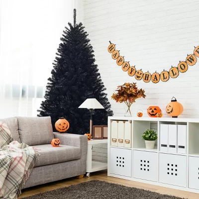 Tangkula Artificial Christmas Tree Halloween Hinged Spruce Full Tree With Metal Stand Black 5 Tangkula Artificial Christmas Tree Halloween Hinged Spruce Full Tree With Metal Stand Black - Image 3