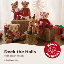 Bearington Christa Cane Stuffed Animal, 14.5 Inch, Christmas Teddy Bear Plush Decoration, For Ages 3-14