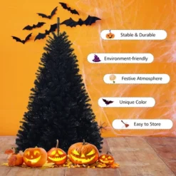 Tangkula Artificial Christmas Tree Halloween Hinged Spruce Full Tree With Metal Stand Black 17 Tangkula Artificial Christmas Tree Halloween Hinged Spruce Full Tree With Metal Stand Black -Northlight Shop GUEST f78f7a5b 1205 4689 9f81 0b0c13609625