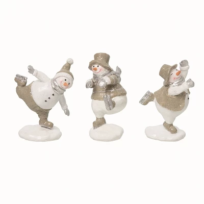 Transpac Set Of 3 Resin Glitter Snowman Figurines Christmas Home Decorations Decorative Objects 3 Transpac Set Of 3 Resin Glitter Snowman Figurines Christmas Home Decorations Decorative Objects